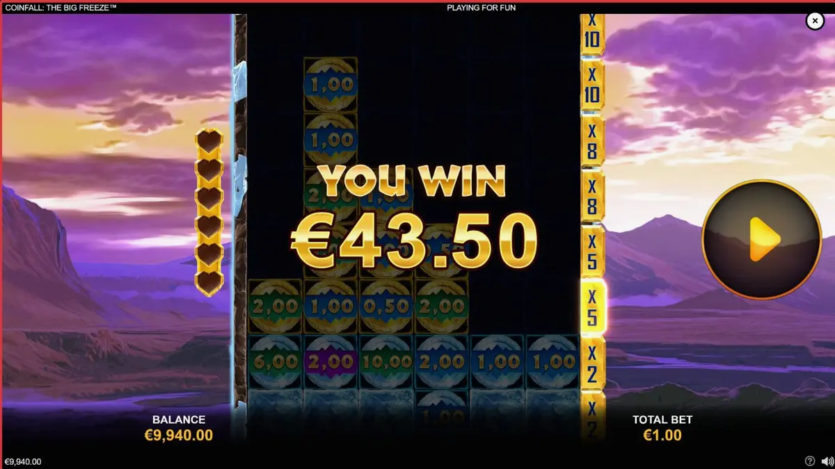 Cenário gelado e pré-histórico do slot Coinfall: The Big Freeze